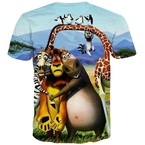 Animal T-shirt Men Cartoon Tshirts Cool Anime Tshirt Printed Hip Hop Tshirt Anime Funny Tshirts Casual Short Sleeve Full Print