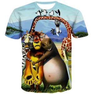Animal T-shirt Men Cartoon Tshirts Cool Anime Tshirt Printed Hip Hop Tshirt Anime Funny Tshirts Casual Short Sleeve Full Print