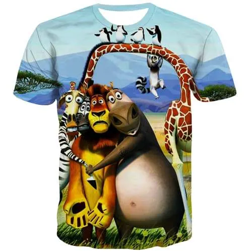 Animal T-shirt Men Cartoon Tshirts Cool Anime Tshirt Printed Hip Hop Tshirt Anime Funny Tshirts Casual Short Sleeve Full Print