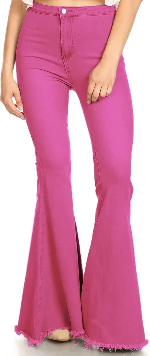 Anna-Kaci Women's Fashion High Waist Long Denim Bell Bottom Jeans Flared Pants