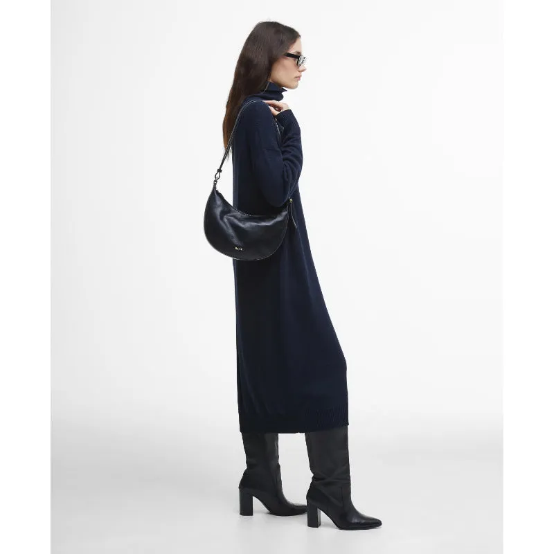 Barbour Cassandra Knitted Cotton Cashmere Ladies Roll Neck Dress - Navy