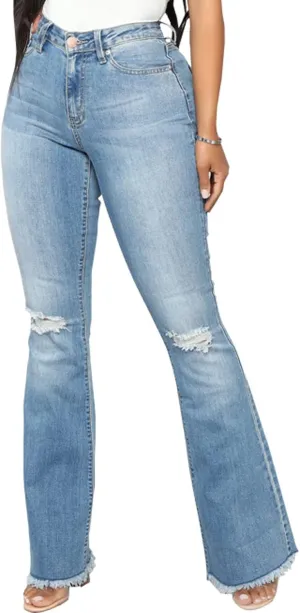 Bell Bottom Jeans for Women Skinny Flared Jeans Elastic High Waisted Vintage 70s Classic Stretchy Wide Leg Denim Pants