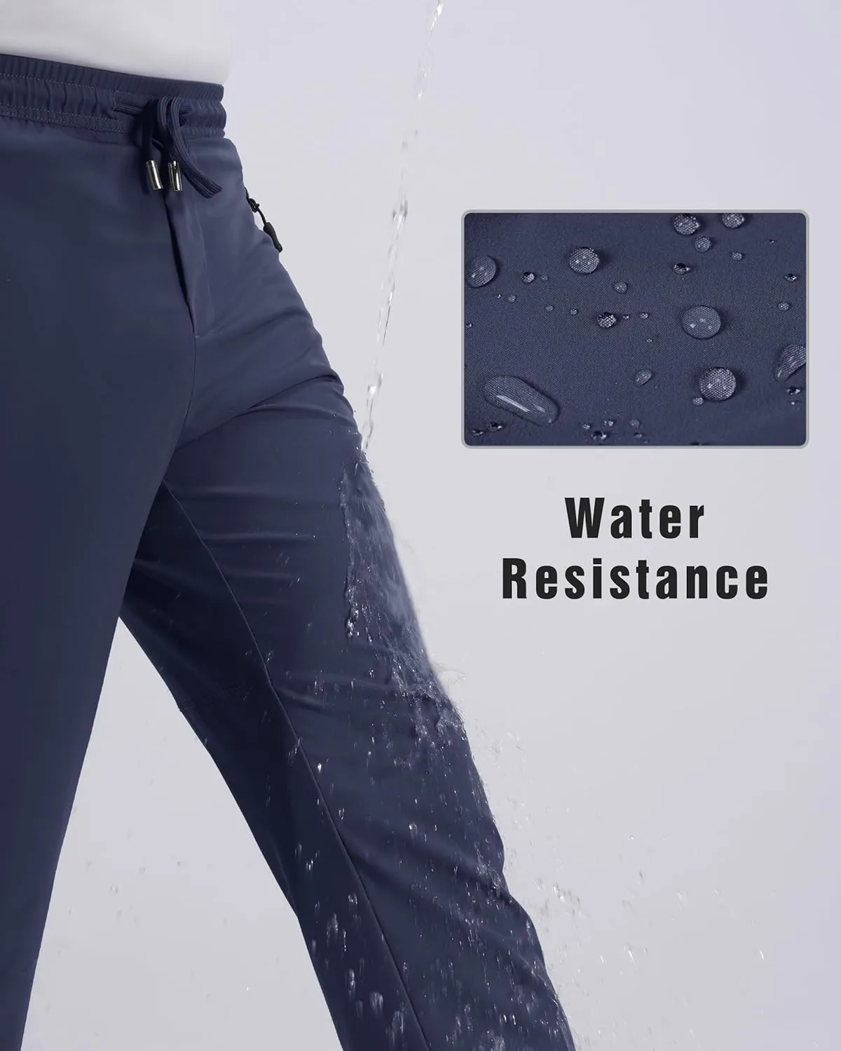 BIYLACLESEN Men's Running Pants Lightweight Quick Dry Hiking Jogger Sweatpants Zipper Pockets