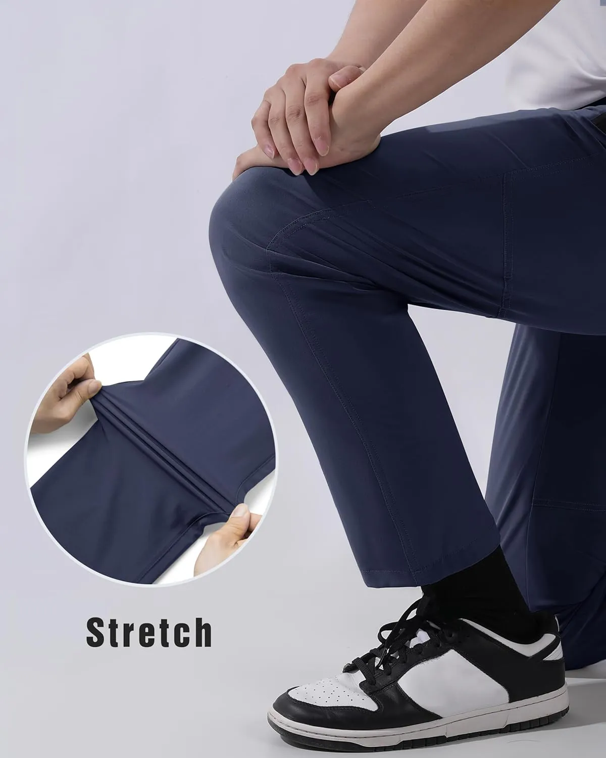 BIYLACLESEN Men's Running Pants Lightweight Quick Dry Hiking Jogger Sweatpants Zipper Pockets