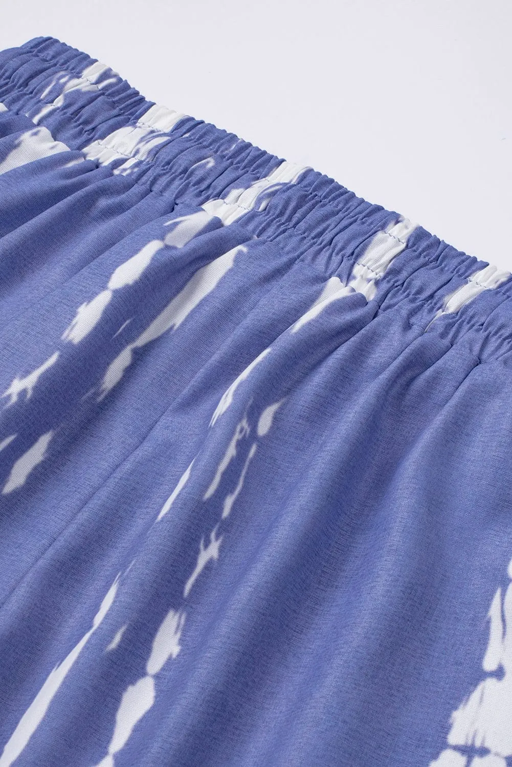 Boho-Chic Blue Tie Dye Drawstring Shorts