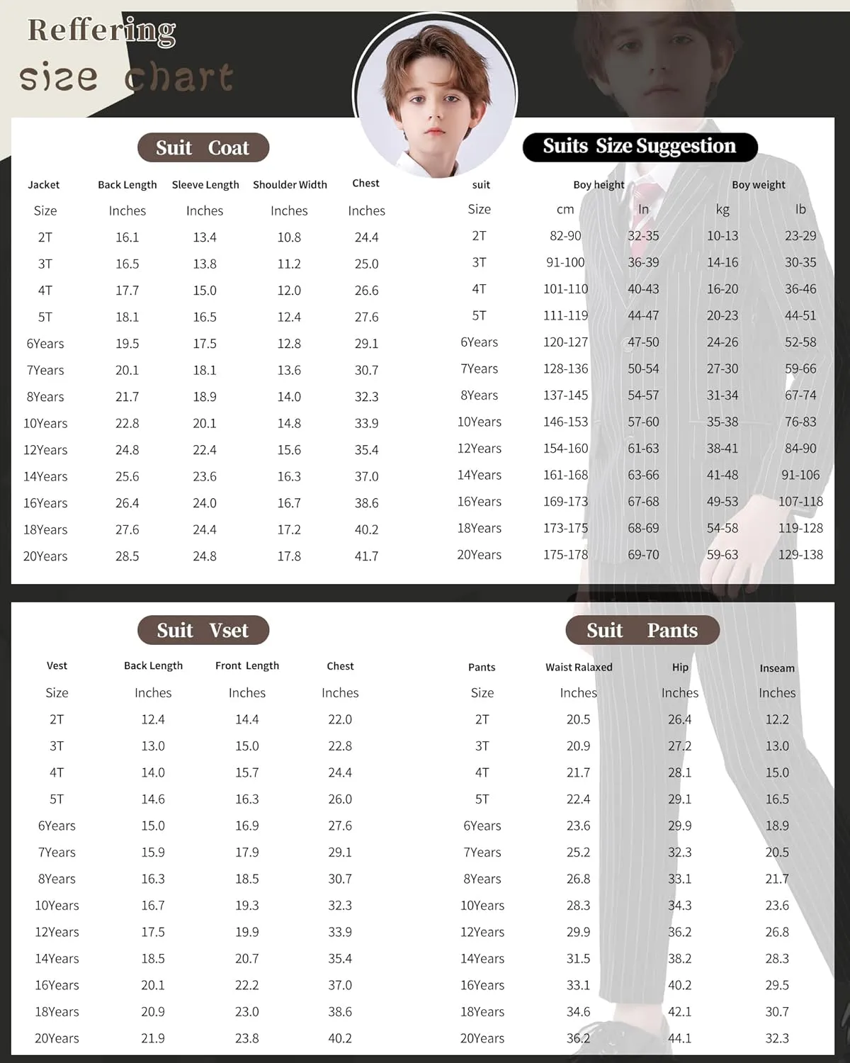 Boys Slim Fit Suits Striped Formal 6 Boys Suits Set Toddler Kids Suits Blazer Pants Vest Shirt Tie Bowtie