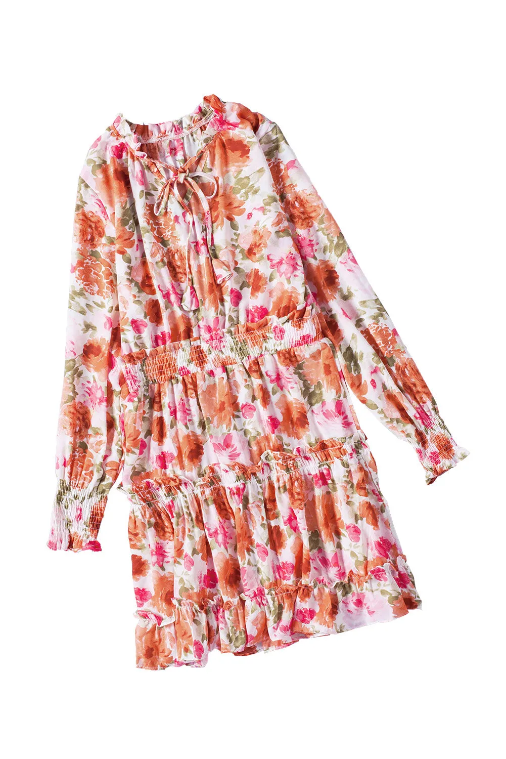 Casual Print Knee Long Sleeve Tunic Dresses