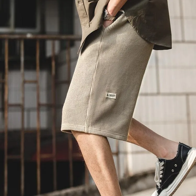Casual Vintage Waffle Knit Shorts for Men
