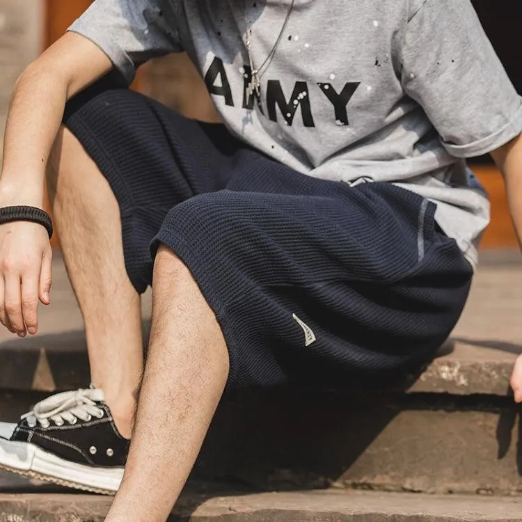 Casual Vintage Waffle Knit Shorts for Men