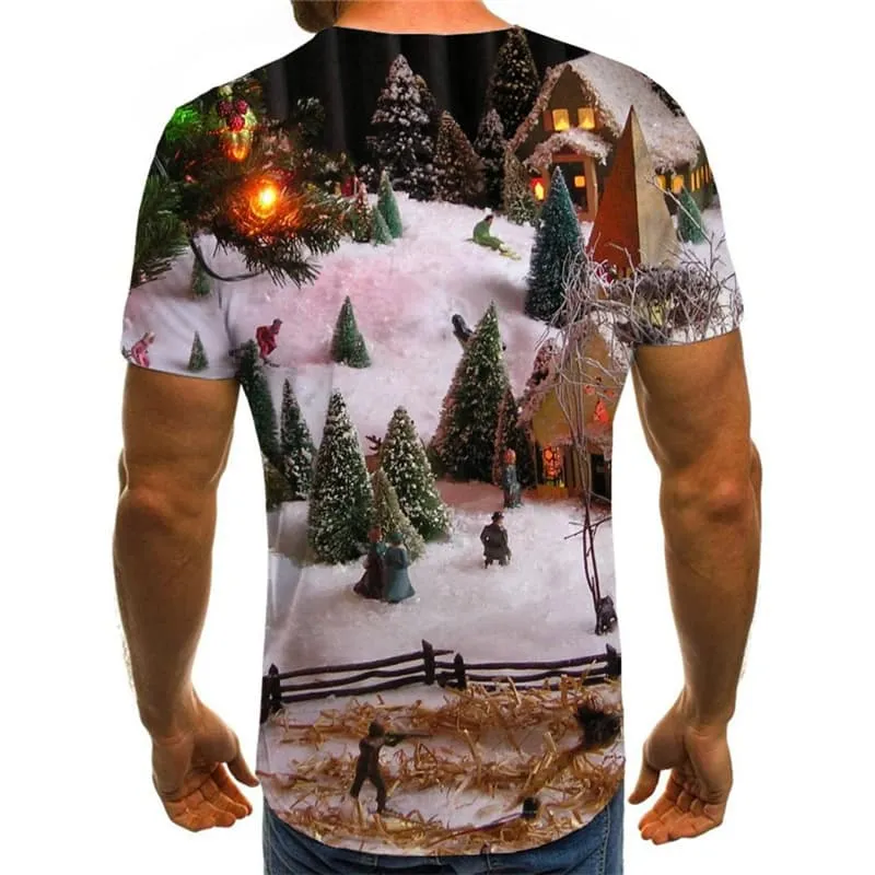 Christmas T shirts Men Christmas Tree Shirt Print Snow T-shirts 3d Hip Hop Tshirt Anime New Year Tshirts Novelty