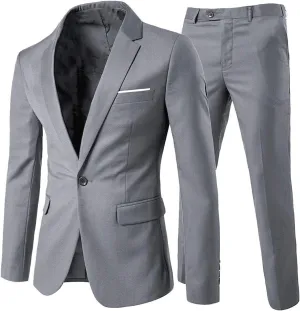 Cloudstyle Men's 2-Piece Suits Slim Fit 1 Button Dress Suit Jacket Blazer & Pants Set