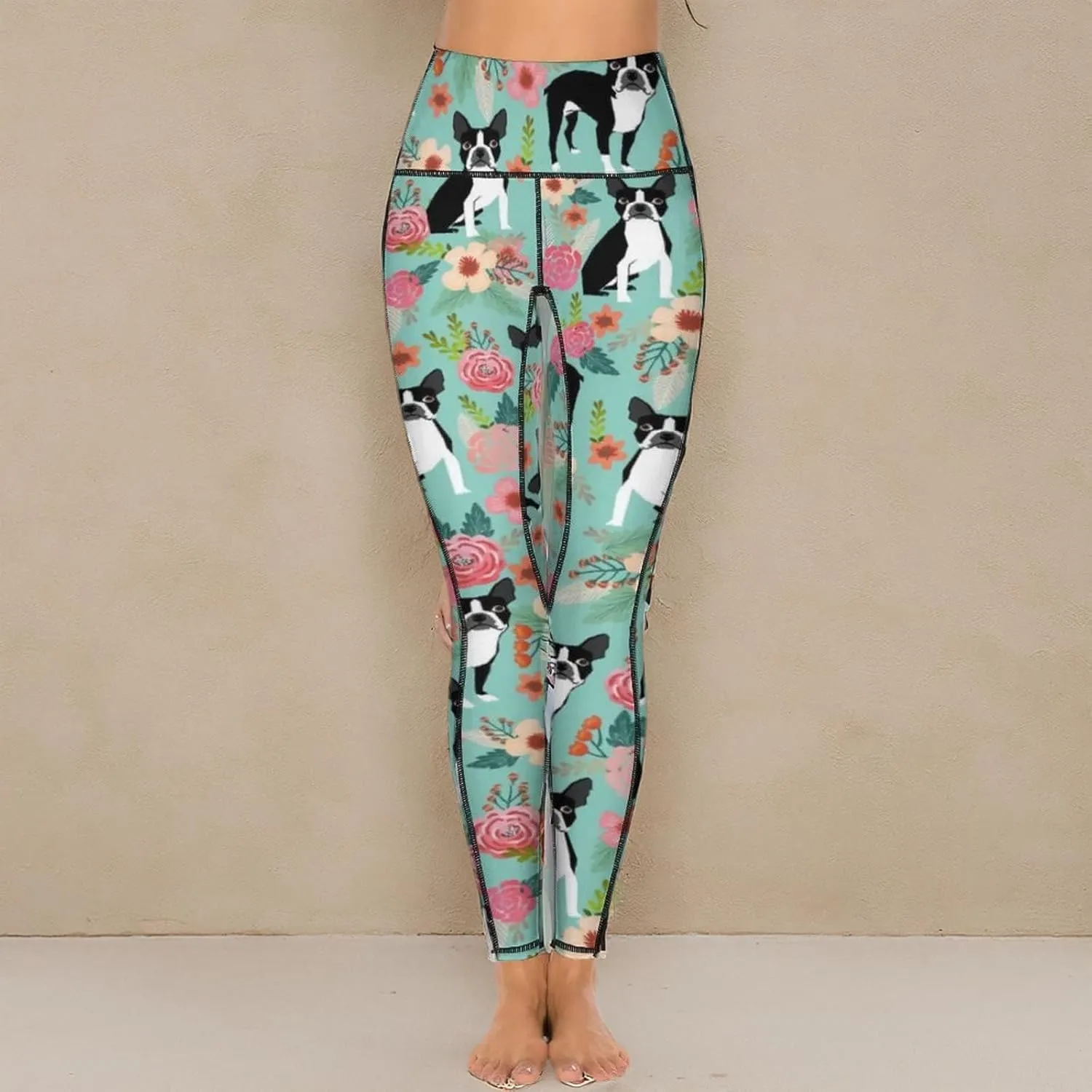 Cute High Waist Yoga Pants for Women with Pockets, Tummy Control Running Sports Workout Yoga Leggings