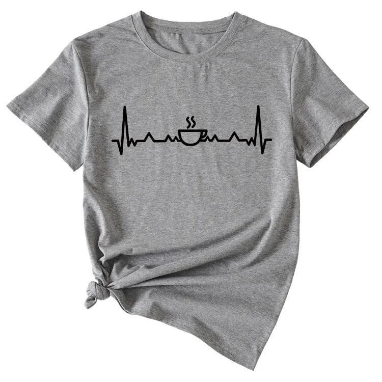 ECG Coffee Women's Loose Short Sleeve Top Round Neck T-shirt