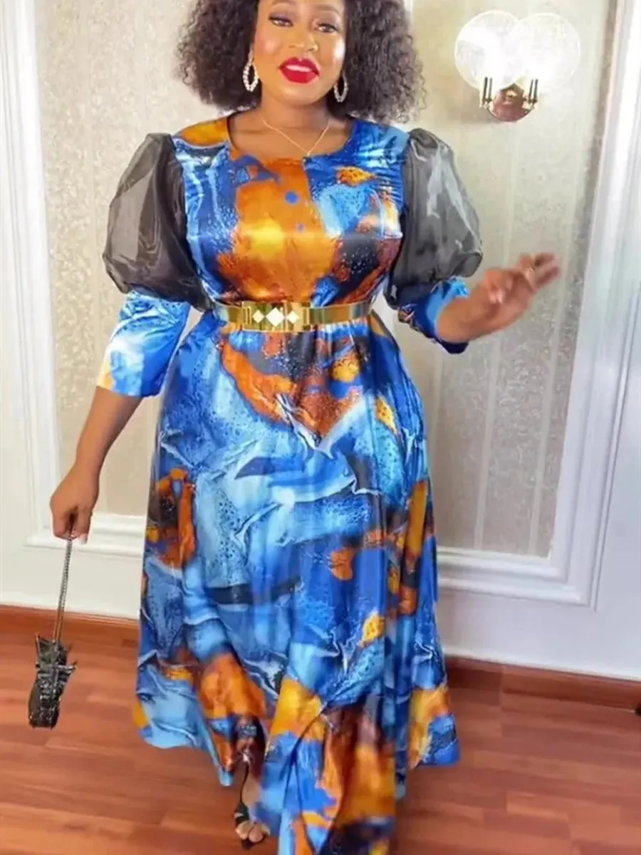 Elegant African Maxi Evening Dresses: Plus-Size Chic in Kaftan Chiffon
