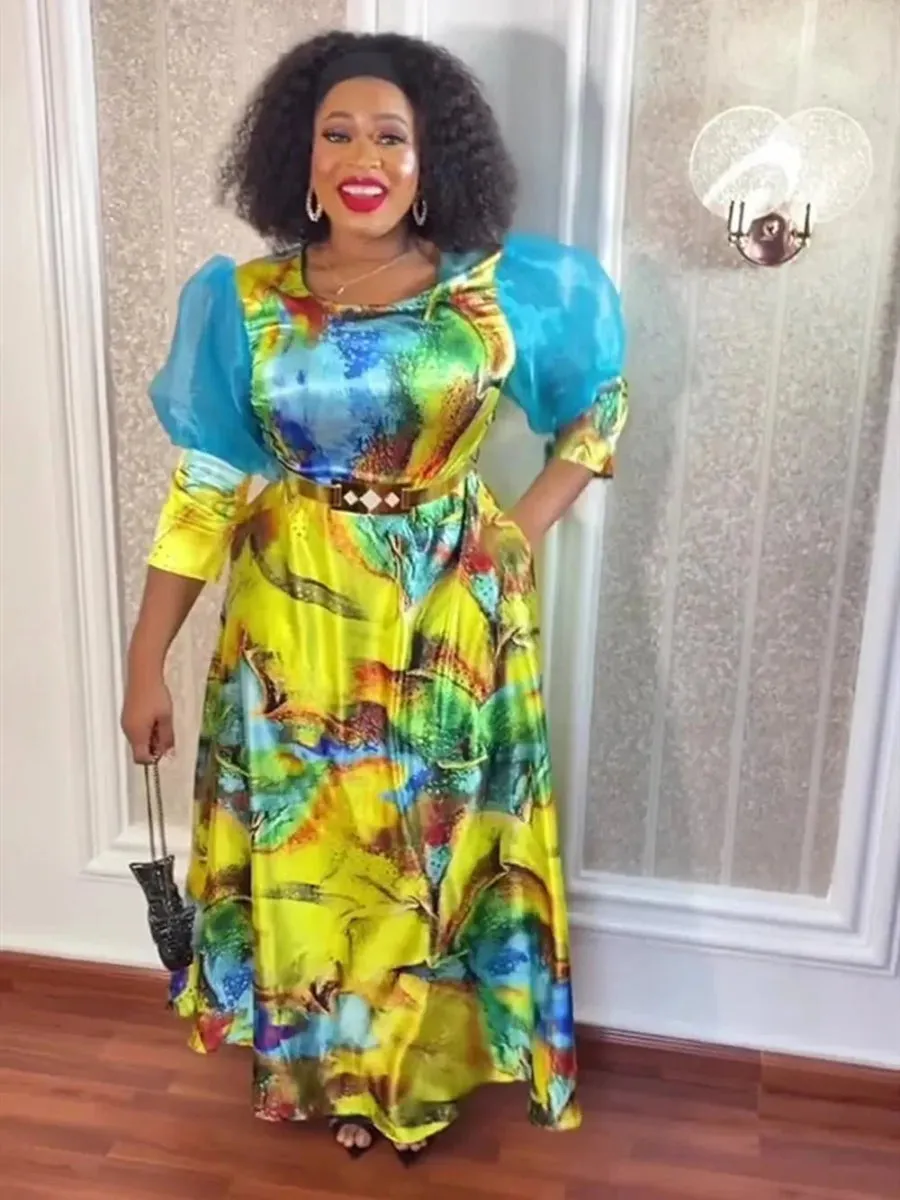 Elegant African Maxi Evening Dresses: Plus-Size Chic in Kaftan Chiffon