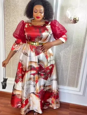Elegant African Maxi Evening Dresses: Plus-Size Chic in Kaftan Chiffon