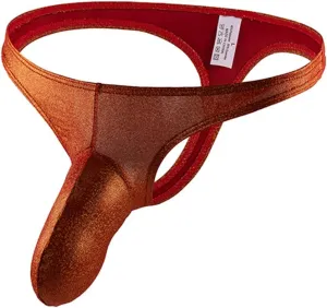Evankin Men's Sexy Thong Underwear U Convex Elephant Trunk Pouch Jock Strap T-pants Faux Leather Low Rise Underpants