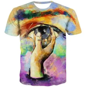 Eye T-shirt Men Abstract T-shirts Graphic Painting Tshirts Novelty Harajuku Shirt Print Gothic Tshirt Printed Short Sleeve