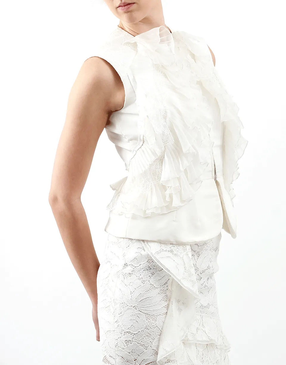 Faille Ruffle Front Vest