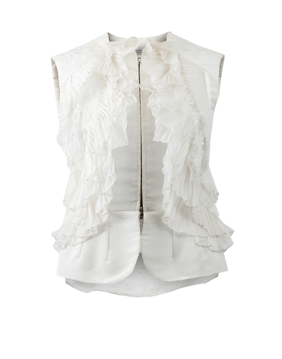 Faille Ruffle Front Vest