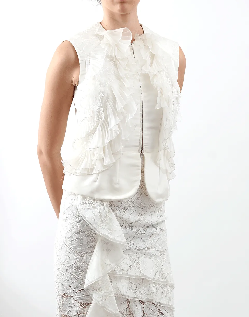 Faille Ruffle Front Vest