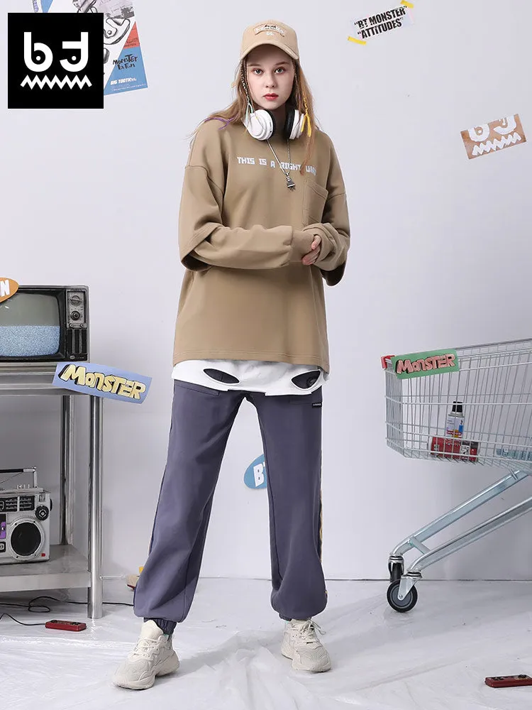 Fake two Bigdon monogram print loose sleeved cotton hoodie
