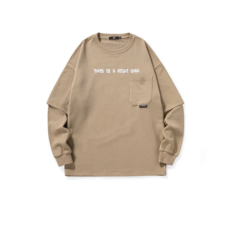 Fake two Bigdon monogram print loose sleeved cotton hoodie