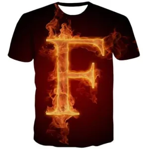 Flame T-shirt Men Letter Shirt Print Black T shirts Funny Fire Tshirts Cool Gothic Tshirt Anime Short Sleeve Fashion Men women