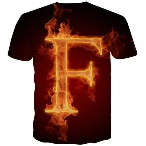 Flame T-shirt Men Letter Shirt Print Black T shirts Funny Fire Tshirts Cool Gothic Tshirt Anime Short Sleeve Fashion Men women