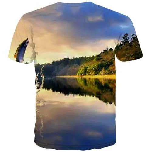 Forest T-shirt Men Sky T-shirts 3d Sea Tshirts Novelty Harajuku Tshirt Anime Vintage Shirt Print Short Sleeve Fashion Men/women