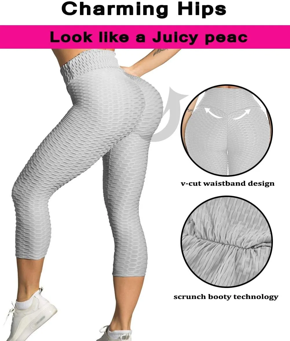 GILLYA Butt Lift Yoga Pants Seamless Ruched Butt Leggings Butt Lift Textured Anti-Cellulite Booty Lifting TIK Tok Leggings