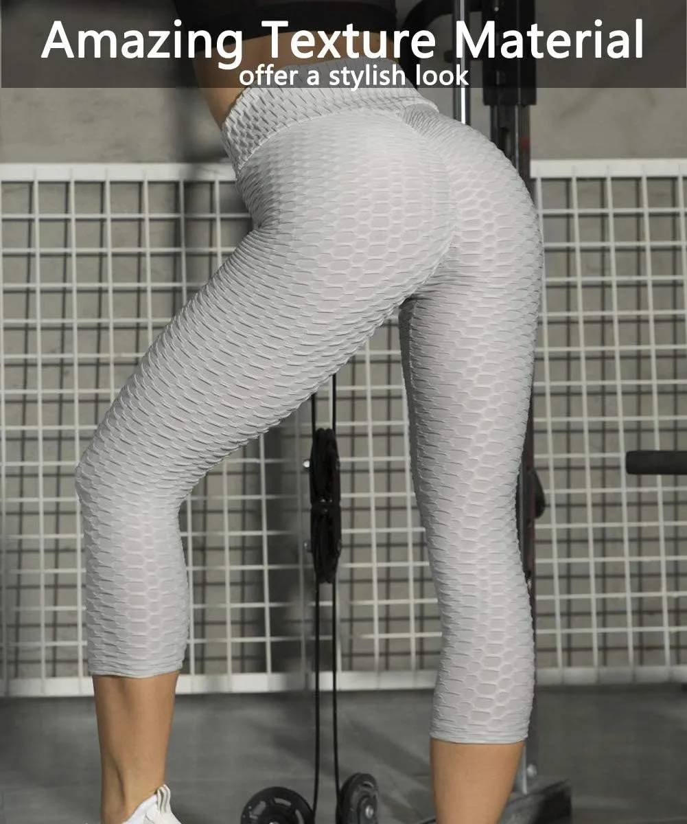 GILLYA Butt Lift Yoga Pants Seamless Ruched Butt Leggings Butt Lift Textured Anti-Cellulite Booty Lifting TIK Tok Leggings