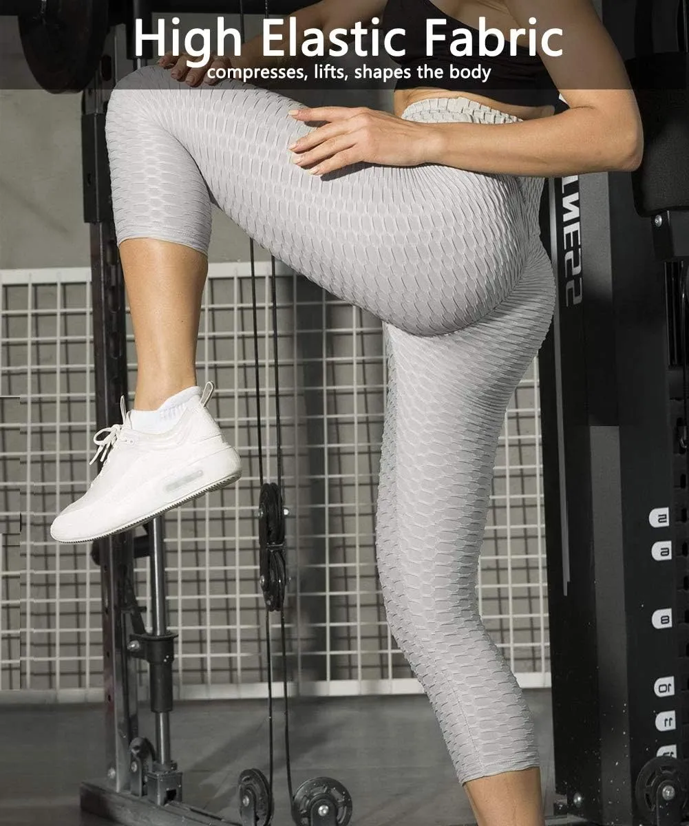 GILLYA Butt Lift Yoga Pants Seamless Ruched Butt Leggings Butt Lift Textured Anti-Cellulite Booty Lifting TIK Tok Leggings