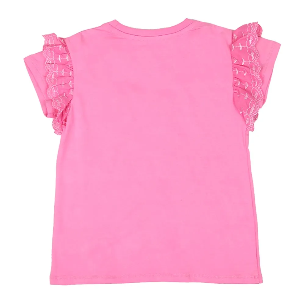 Girls T-Shirt Lace - Pink