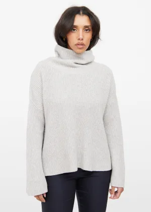 Grey Cashmere & Silk Knit Sweater