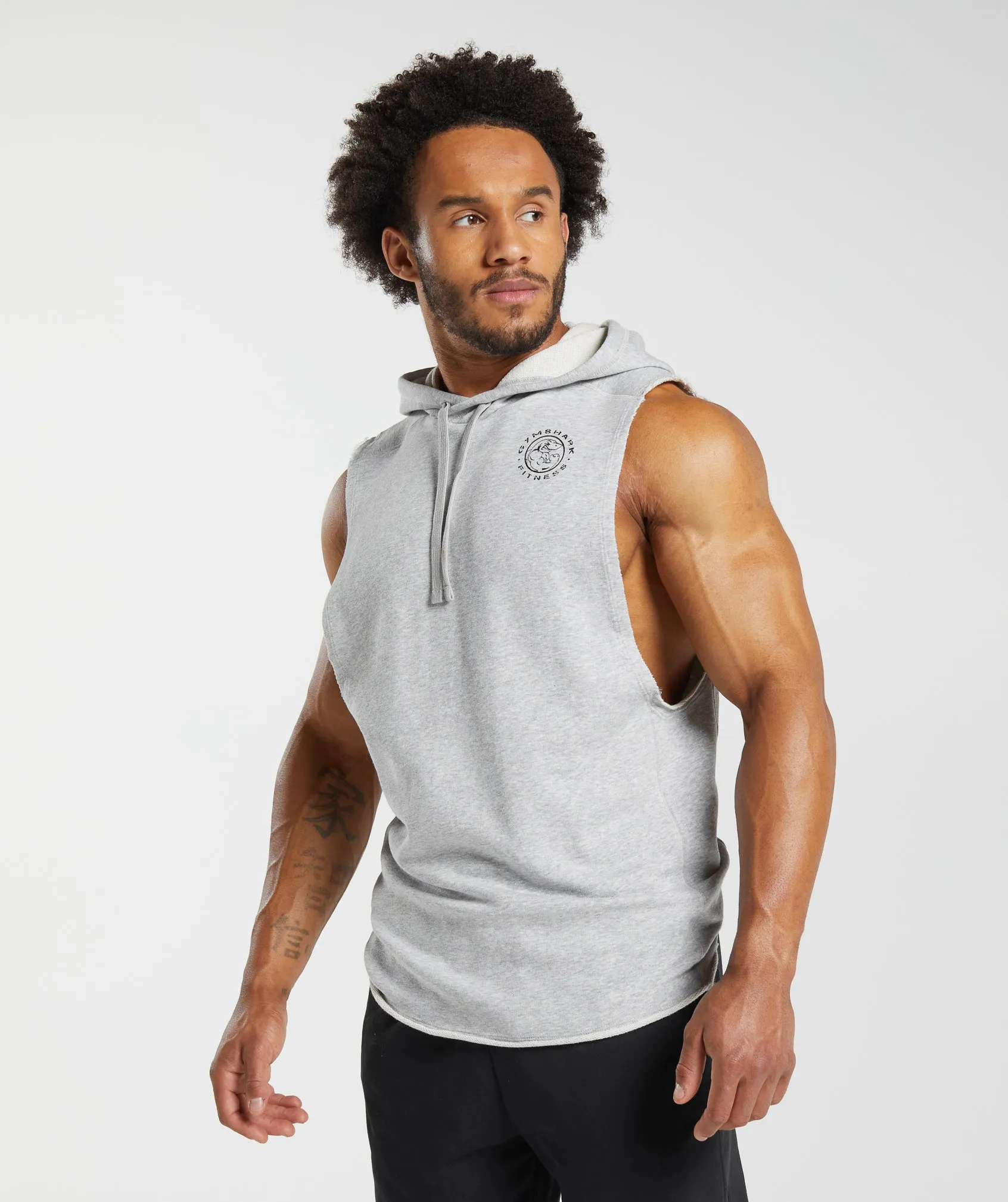Gymshark Legacy Drop Arm Hoodie - Light Grey Marl