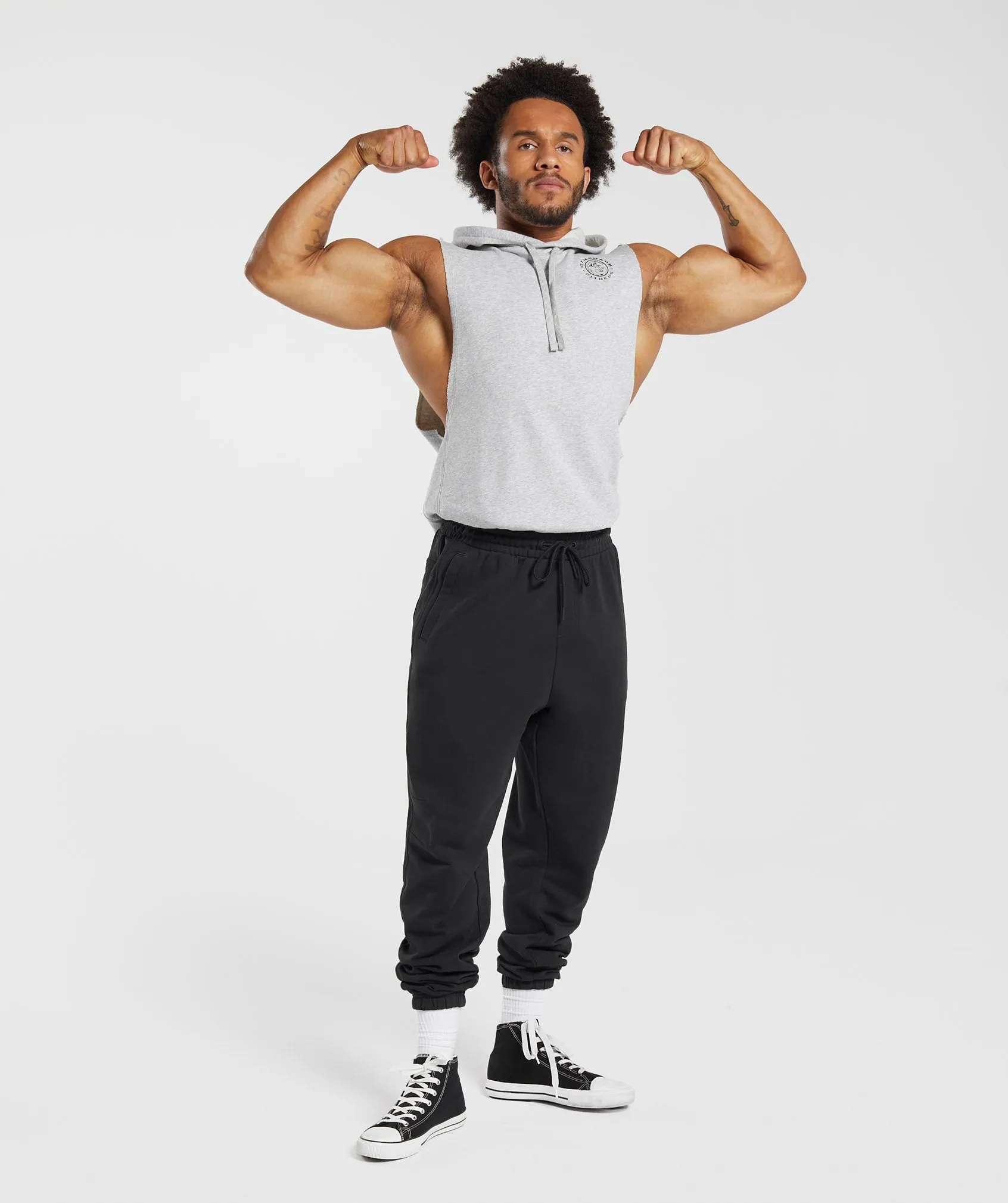 Gymshark Legacy Drop Arm Hoodie - Light Grey Marl
