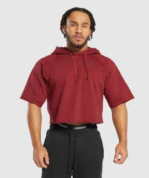 Gymshark Legacy Short Sleeve Crop Hoodie - Washed Red