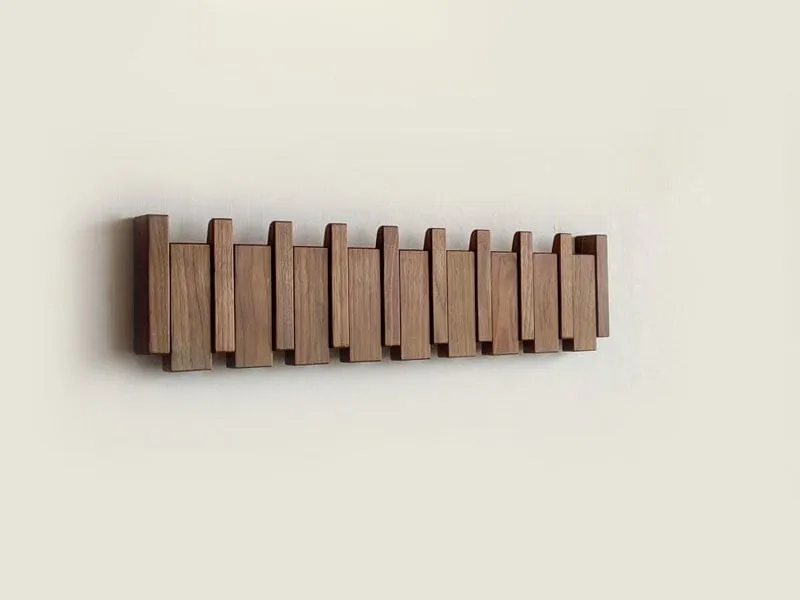 Handcrafted Wooden Piano Key Coat Rack