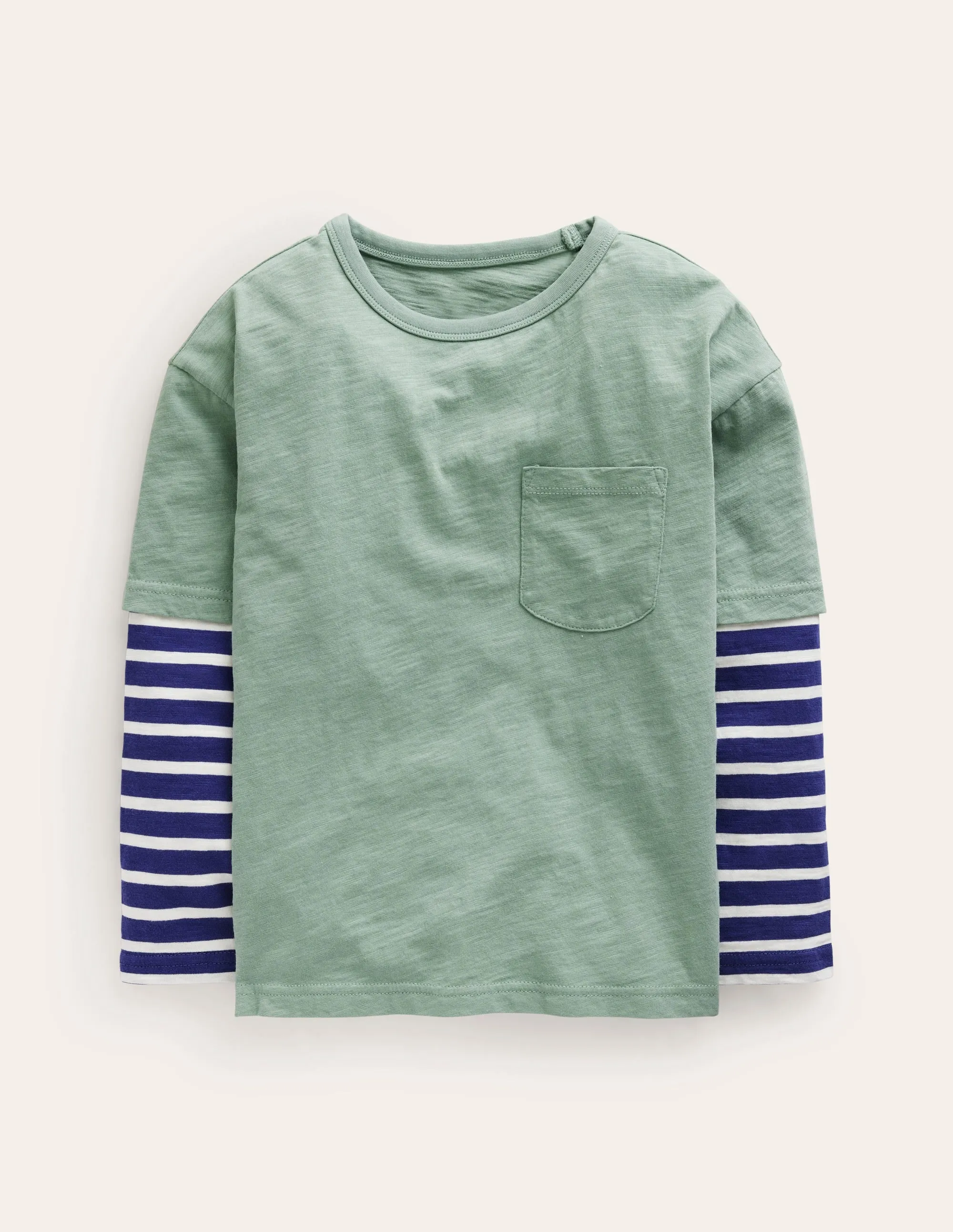 Layered Long-Sleeve T-Shirt-Green Smoke
