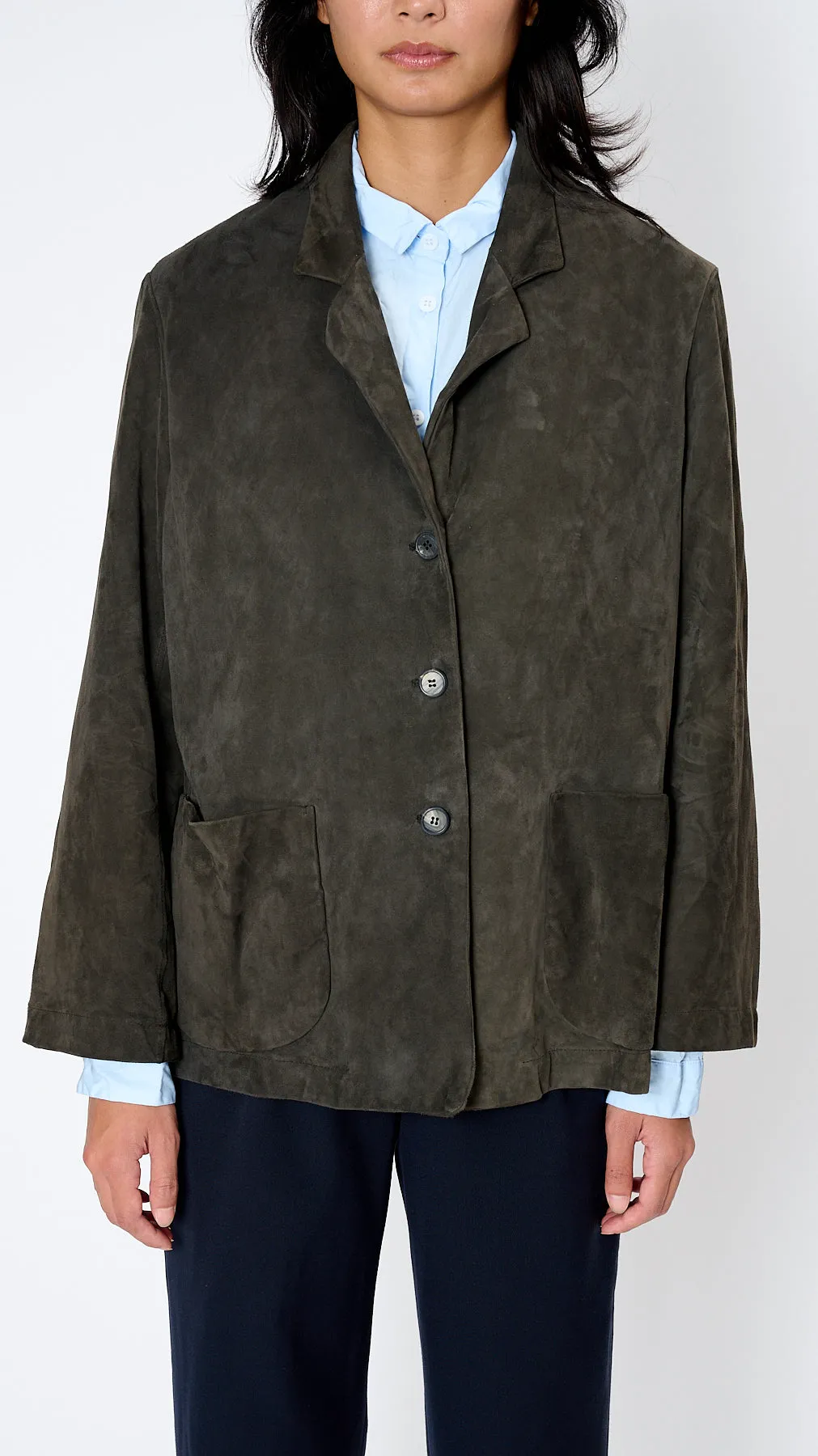 Leather Walking Jacket in Taupe