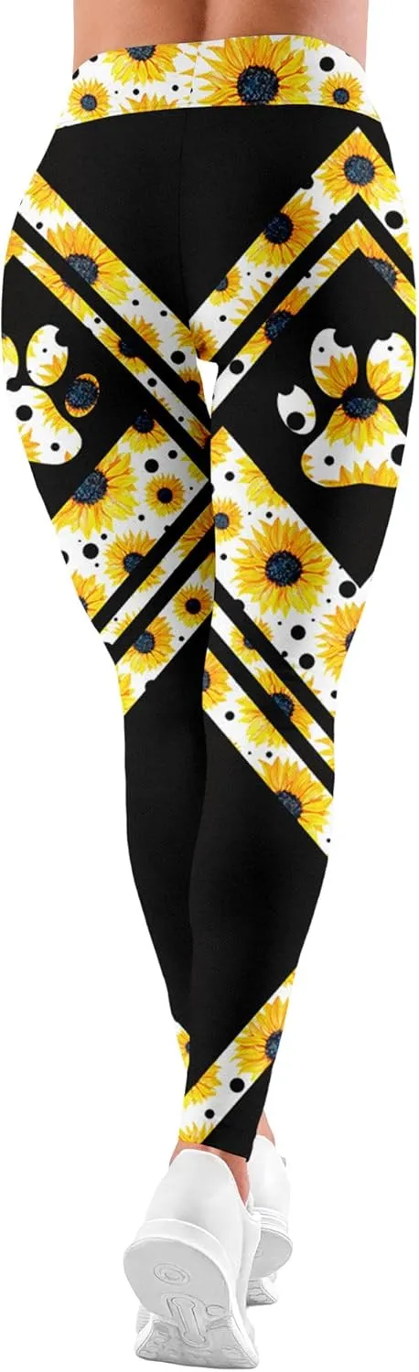 Leggings for Women Funny Gym Printed Womens Yoga Pants Leopard Floral Bee Legging