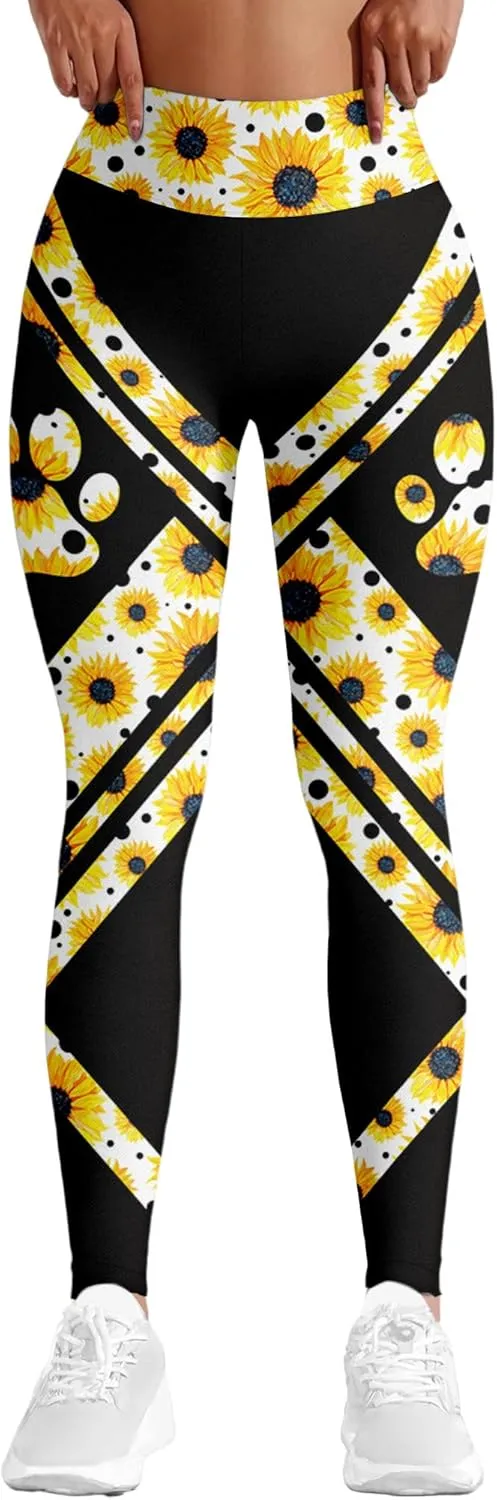 Leggings for Women Funny Gym Printed Womens Yoga Pants Leopard Floral Bee Legging