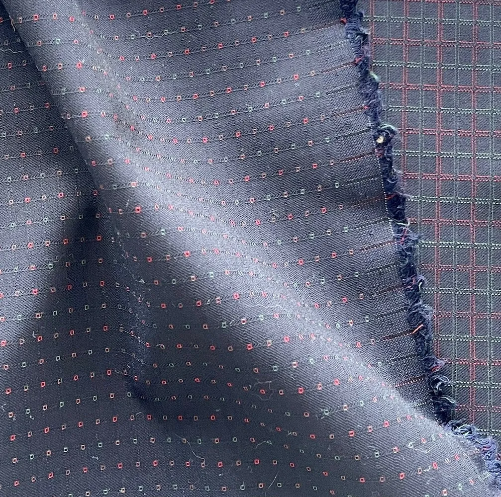 Lighter-Weight Navy Squared Wool Suiting (Made in Italy)