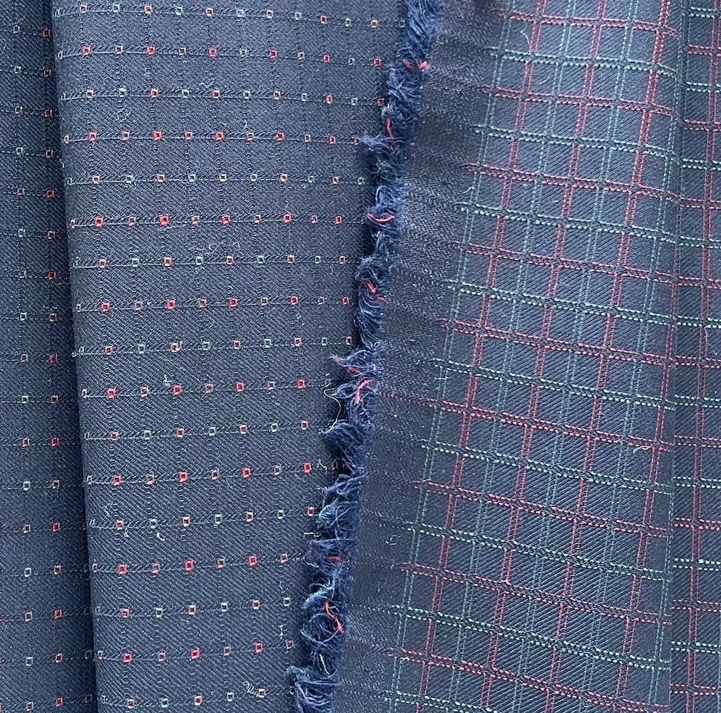 Lighter-Weight Navy Squared Wool Suiting (Made in Italy)