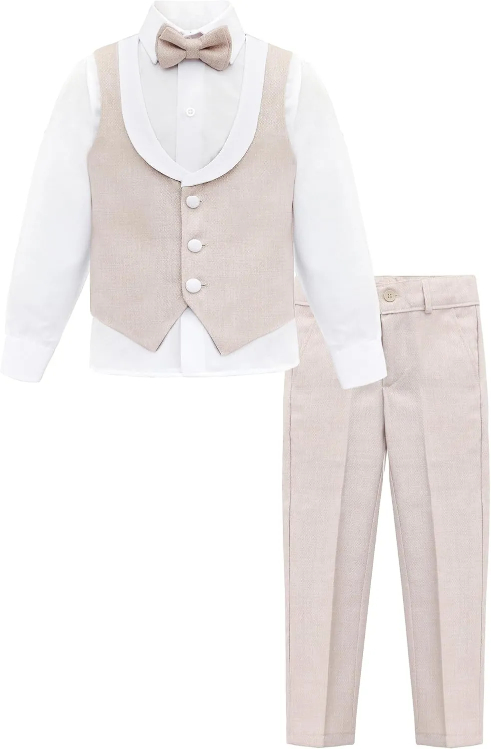 Lilax Boys Formal Suit 4 Piece Vest, Pants and Tie Dresswear Suit Set