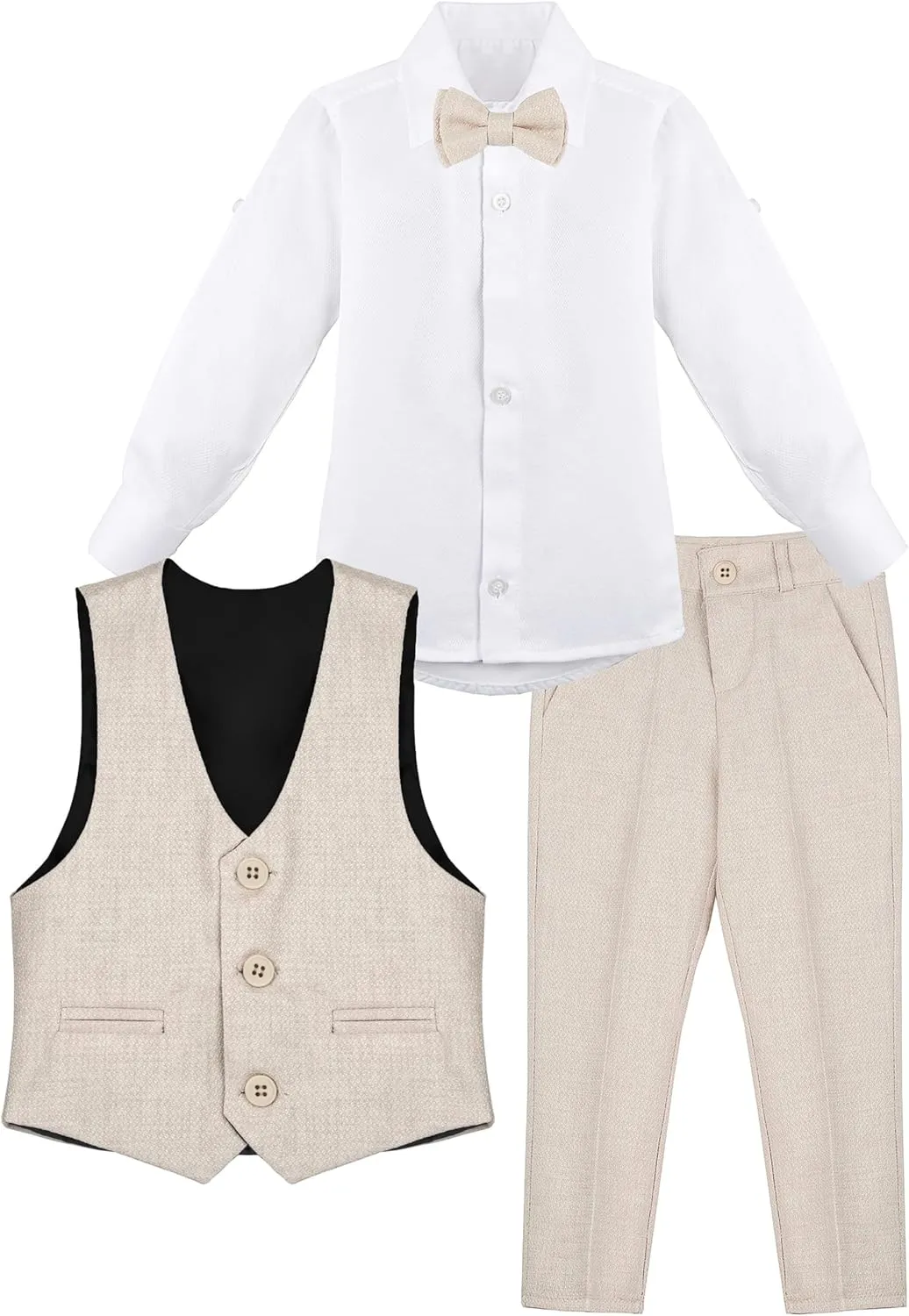 Lilax Boys Formal Suit 4 Piece Vest, Pants and Tie Dresswear Suit Set