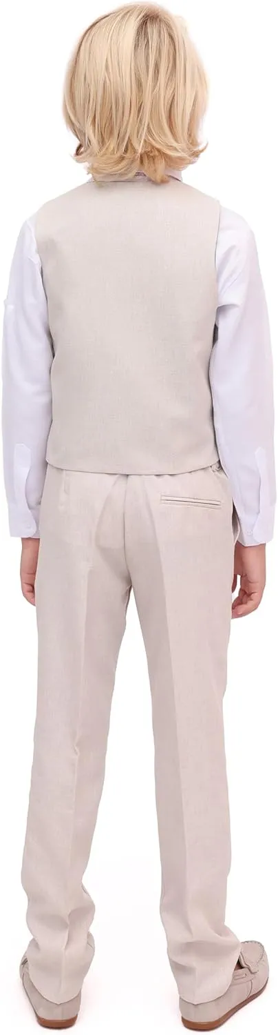 Lilax Boys Formal Suit 4 Piece Vest, Pants and Tie Dresswear Suit Set