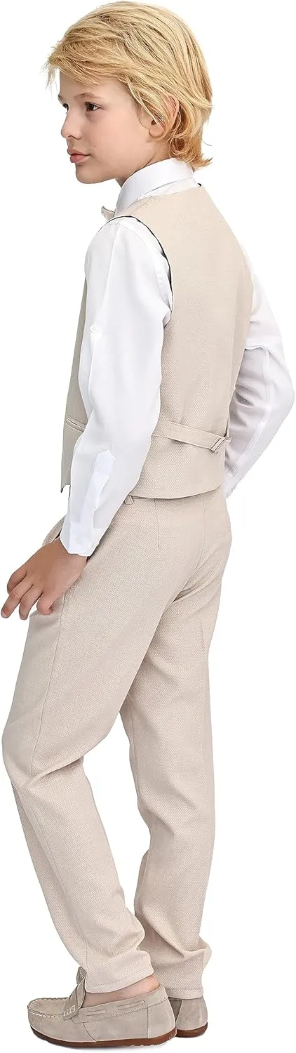 Lilax Boys Formal Suit 4 Piece Vest, Pants and Tie Dresswear Suit Set