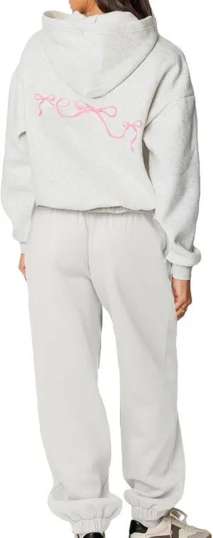 lisenraIn Women 2 Piece Tracksuit Outfits Sets Bow Print Hoodie and Sweatpants Set Casual Matching Sweat Set Loungewear